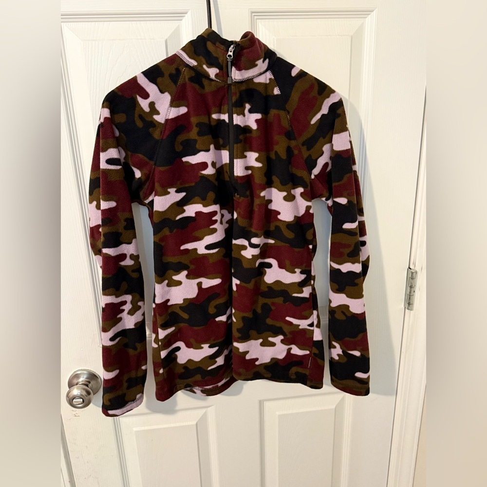 Eddie Bauer Women's Camouflage Fleece 1/4 zip pullover - Pink, Brown, Black